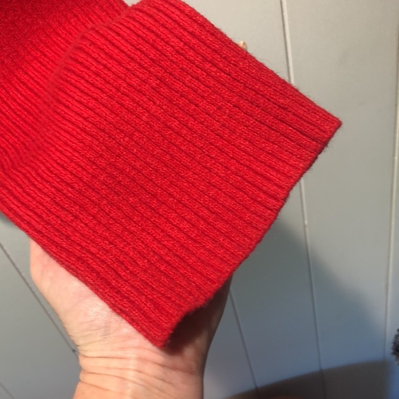 Jessica Simpson true red ribbed knit sweater cropped mocked neck M oversized - Picture 2 of 7